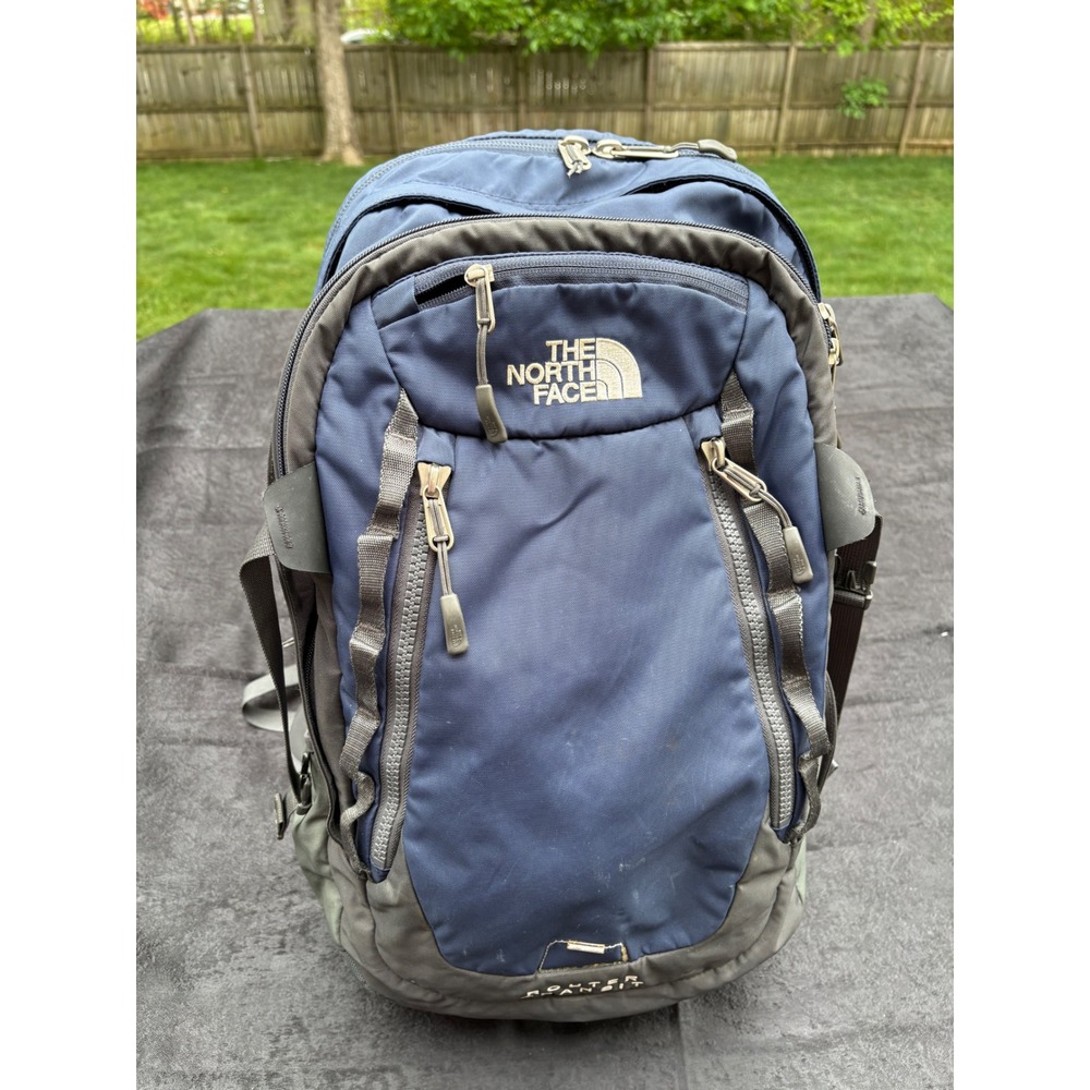 The North Face Router Transit Backpack Navy Blue Grey Laptop Travel Bag Mens